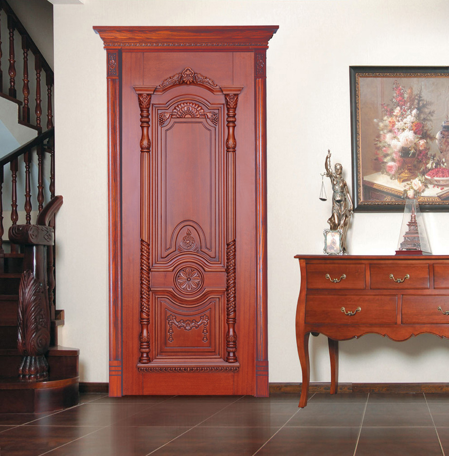 瀚森原木门瀚森木门hansenym056高档纯原木门原木雕花别墅门室内门